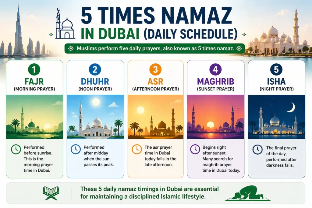 5 Times Namaz in Dubai (Daily Schedule)