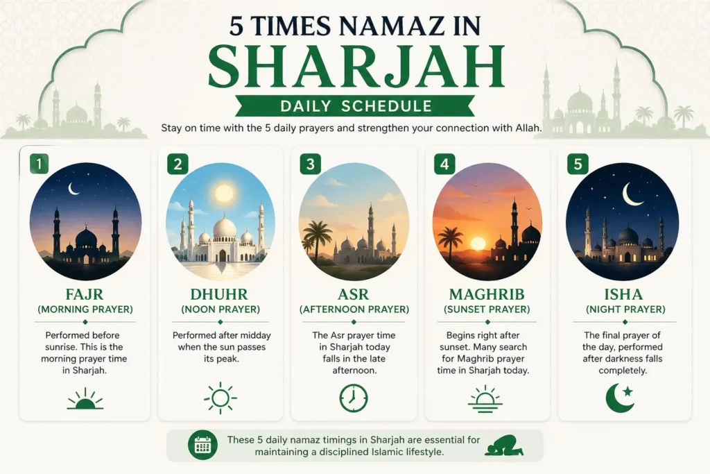5 Times Namaz in Sharjah (Daily Schedule)